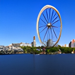 generated: a view of the Milllenium Wheel from the Thames #0